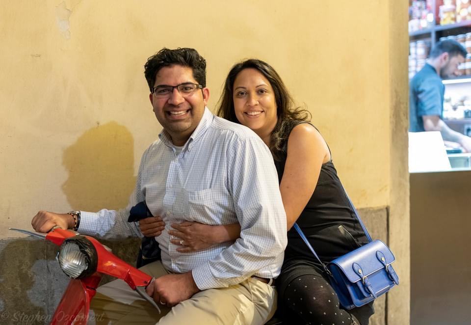 Hemanth and Samantha sharing smiles on a scooter