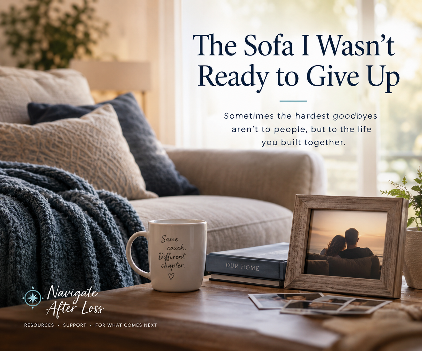 Image of a comfortable sofa with blanket and pillows